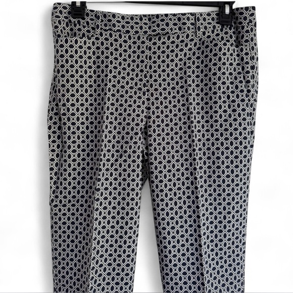 NWT Talbots Hampshire Ankle Pants Navy White Circle Geo Print Cotton Stretch 10 - Picture 3 of 9